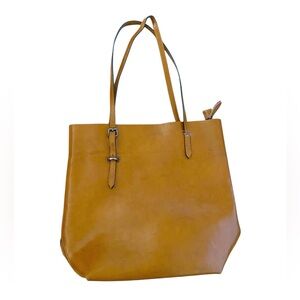 S-Zone Real Leather Tan Tote Bag